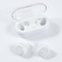 White Tempest TWS earbuds positioned outside their charging case, which is also white and features a clear lid.