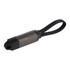 A gray charging cable with a strap, featuring a compact design and multiple connection options.