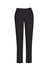 Slim leg pant in black, featuring a comfort waist design and pockets, showcased against a plain background.