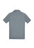 A grey short sleeve polo shirt with a classic collar and a branded logo on the back.