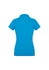 A women's short sleeve polo shirt in a bright blue colour featuring a subtle ribbed texture and a branded logo.