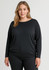A black batwing sweater top featuring long sleeves and a relaxed fit. Suitable for casual wear.
