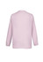 A light pink hi-lo blouse with long sleeves and a relaxed fit, featuring a simple design and a brand logo.