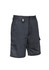 Rugged cooling vented shorts in dark grey with pockets and a logo on the waistband. Suitable for outdoor wear.