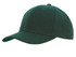 A green premium American twill college cap featuring a curved brim and a logo on the front.