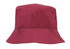 A maroon breathable poly twill bucket hat with a wide brim and stitching details. It has a simple branding logo.