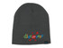 A dark grey beanie with a colourful "discovery" logo and a small branding tag.