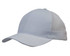 A white cap featuring breathable poly twill and honeycomb mesh. The design includes a logo on the side.