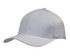 A white cap made from twill fabric, featuring a curved brim and a logo on the front.