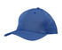 A blue cap with tear drop perforations and a logo on the side. Ideal for sport or casual wear.