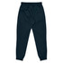Navy kids' pants with an elasticised waistband and gathered cuffs, featuring a logo.