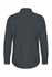 A long sleeve button-up shirt in a solid dark grey colour. The back features a sleek design with a collar and button details.