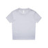A light grey short-sleeve T-shirt with a crew neck and a tag, featuring a logo on the inside label.