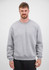 A men's crew sweatshirt in grey, featuring long sleeves and a classic fit, displayed by a model.