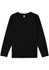 A black long sleeve tee with a round neckline and soft fabric. It features an interior label and has no visible logos.