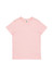 A pink women's short sleeve tee with a basic design and a small brand label inside the collar.