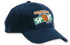 A navy blue cap with an embroidered logo, featuring colourful text. It has a curved brim and an adjustable strap.