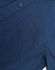 A navy blue men's smart casual cotton blend long-sleeve shirt featuring a chest pocket and a button.