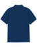 A navy blue men's classic cotton/poly pique short sleeve polo shirt, featuring a back view and a collar.