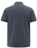 A navy blue men's short-sleeve polo shirt with a classic pique texture and a logo on the back.