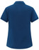 A navy blue ladies' short-sleeve polo shirt featuring a collar and a brand logo.