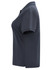 A navy blue ladies' classic cotton/poly pique short-sleeved polo shirt with a collar and a logo.
