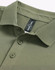 A men's ultrafine cotton pique polo in olive green with a collar and buttons, featuring a branding label.