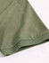 A close-up of a khaki green ultrafine cotton pique polo shirt, featuring a hem and sleeve detail.