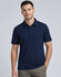 A navy blue men's polo shirt with a classic collar and short sleeves, featuring a logo on the chest.