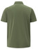 A green men's polo shirt featuring a collar and short sleeves, with a logo on the back.