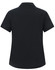 A black high performance polo shirt featuring a classic collar and a logo on the back.