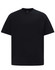 A black unisex heavy cotton oversized tee with a simple design and a logo on the front.