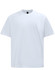 A white unisex heavy cotton oversized tee with a logo on the label.