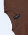 A brown unisex heavy cotton oversized tee with a round neckline and a tag visible on the inside seam.