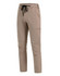 DWR water repellent flexi work pants in khaki with an elastic waistband and side pocket. Features branding on the waistband.