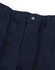 A pair of navy blue water repellent flexi work pants featuring a button and drawstring waist. The garment has a logo.