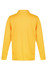 A bright yellow long-sleeved polo shirt with a collar, featuring a brand logo.