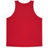 A red singlet with a plain back, featuring a logo at the neckline. Ideal for casual wear.