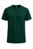 A dark green T-shirt with a crew neckline, featuring a logo on the chest area.