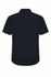 A short-sleeve men's button-up shirt in black with a plain back design and a collar.