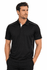 A black men's polo shirt featuring white detailing and a logo. Ideal for casual or active wear.