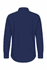 A long sleeve button-up shirt in navy with a back view and buttoned cuffs. It features a logo.