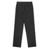 Pleated men's pants in black, featuring a flat back with two buttoned pockets and a tailored fit.