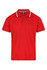 A red polo shirt with a contrasting collar and sleeve details, featuring a logo.