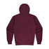 A maroon kids' hoodie with a hood and long sleeves, featuring a plain back design and ribbed cuffs.