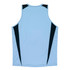 A light blue singlet with black accents on the shoulders and sides. It features a logo.