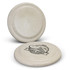 A large cream disc with a textured finish, featuring a disc golf logo and design.