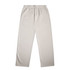 A pair of light grey cuffless track pants with an elastic waistband and side pockets. Features branding.
