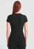 A black women's baby tee viewed from the back, featuring a fitted design and short sleeves.