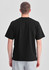 A black box tee featuring short sleeves, viewed from the back, with a simple design and a logo present.